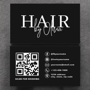 QR Code Hair Stylist Moderne Typografie Visitekaartje