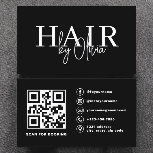QR Code Hair Stylist Moderne Typografie Visitekaartje