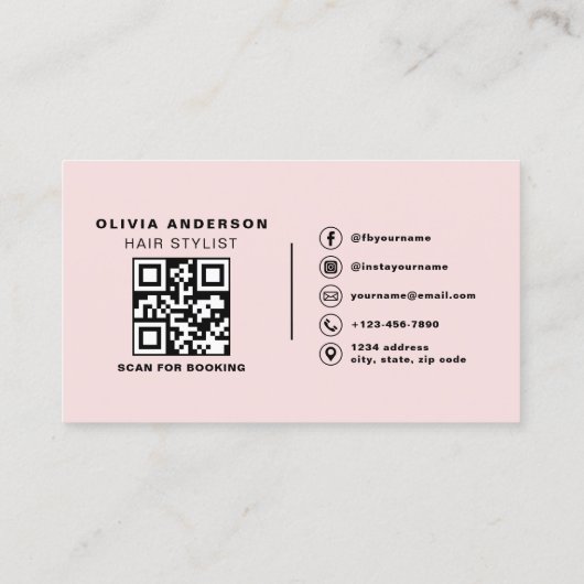 QR Code Hair Stylist Moderne Typografie Visitekaartje (Achterkant)