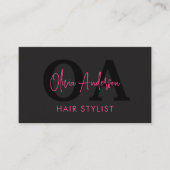 QR Code Hair Stylist Monogram Moderne Typografie Visitekaartje (Voorkant)
