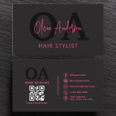 QR Code Hair Stylist Monogram Moderne Typografie Visitekaartje