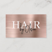 QR Code Hair Stylist Rose Gold Faux Metallic Visitekaartje (Voorkant)