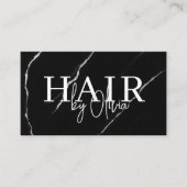 QR Code Hair Stylist Zilver Zwart Marmer Visitekaartje (Voorkant)