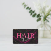 QR Code Hair Stylist Zwart Hot Pink Agaat Marmer Visitekaartje (Staand voorkant)