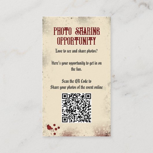 QR Code Halloween Foto's Website Dracula's Castle Informatiekaartje (Achterkant)