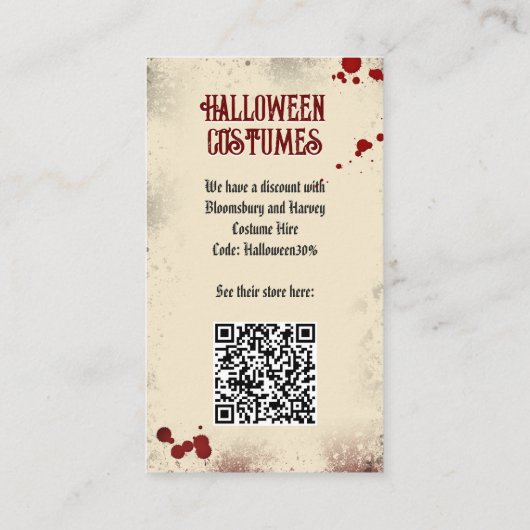 QR Code Halloween Kostuum Website Creepy Nosferatu Informatiekaartje (Achterkant)