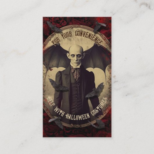 QR Code Halloween Kostuum Website Creepy Nosferatu Informatiekaartje (Voorkant)