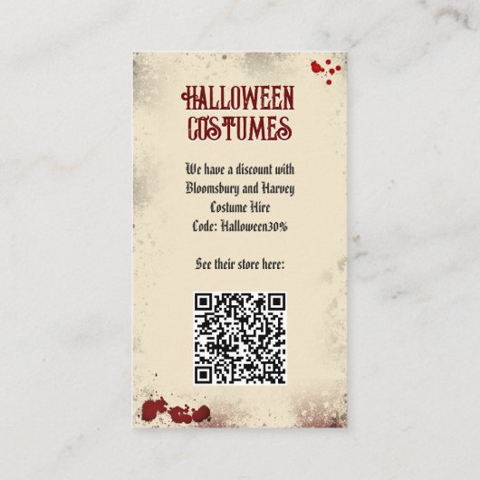 QR Code Halloween Kostuum Website Dracula Castle Informatiekaartje (Achterkant)