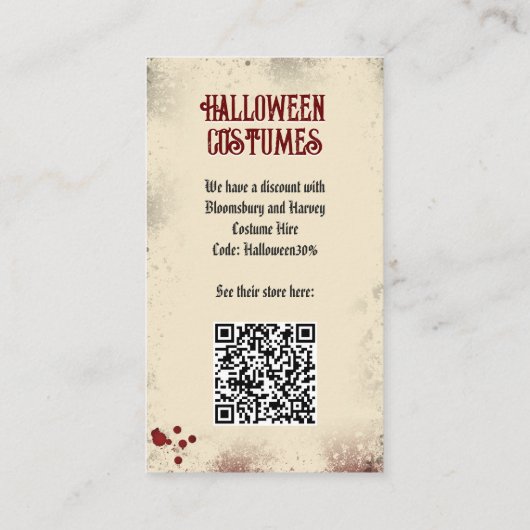 QR Code Halloween Kostuum Website Romantische Drac Informatiekaartje (Achterkant)
