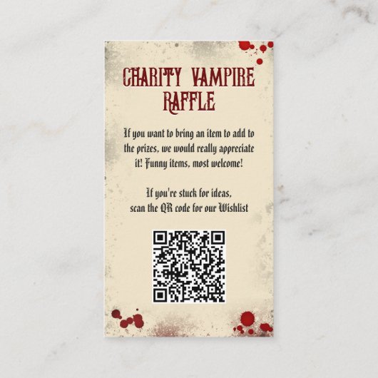 QR Code Halloween Raffle Gothic Romantische Vampie Informatiekaartje (Achterkant)