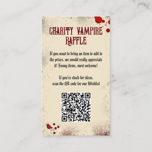 QR Code Halloween Raffle Haunted Dracula's Castle Informatiekaartje (Achterkant)
