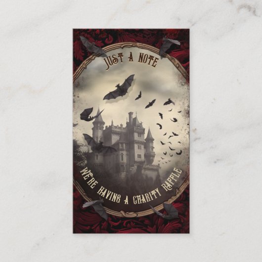 QR Code Halloween Raffle Haunted Dracula's Castle Informatiekaartje (Voorkant)
