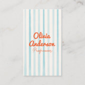 QR Code Hand Drawn Written Blue Orange Whimsy Boho Visitekaartje (Voorkant)