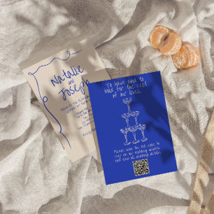 QR Code Hand Geschreven Getekend Modern Uniek Trou Kaart