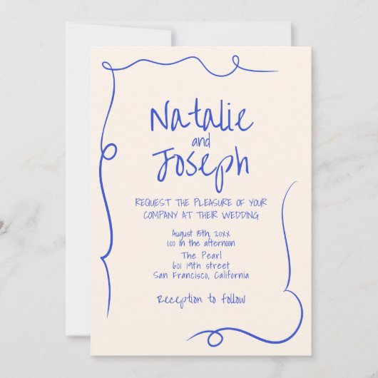 QR Code Hand Geschreven Getekend Modern Uniek Trou Kaart (Voorkant)