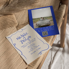 QR Code Hand Geschreven Getekend Moderne Foto Huwe Kaart