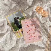 QR Code Hand Geschreven Pinstripes Fotobruiloft Kaart