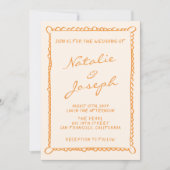 QR Code Hand geschreven Pinstripes grillige bruilo Kaart (Voorkant)