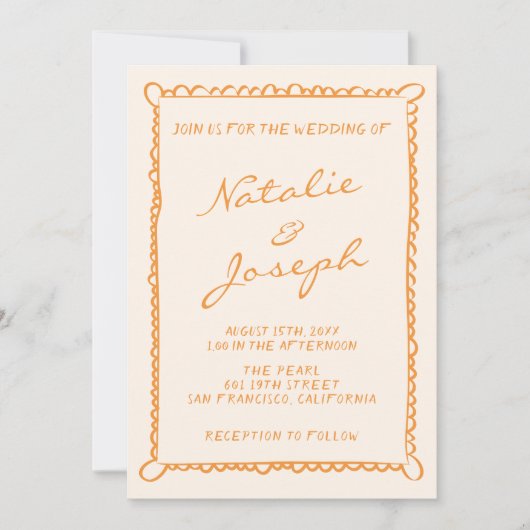 QR Code Hand geschreven Pinstripes grillige bruilo Kaart (Voorkant)