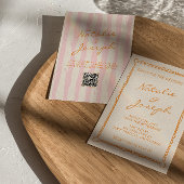 QR Code Hand geschreven Pinstripes grillige bruilo Kaart