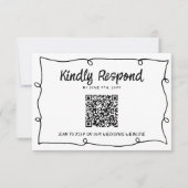 QR Code Hand Geschreven Retro Lijst Modern Huwelij RSVP Kaartje (Voorkant)