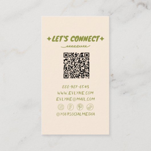 QR Code Hand getekend Groen Vetgedrukte Retro Funk Visitekaartje (Achterkant)