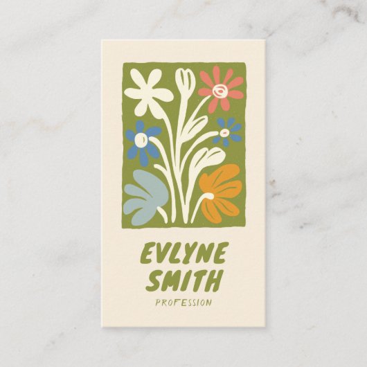 QR Code Hand getekend Groen Vetgedrukte Retro Funk Visitekaartje (Voorkant)