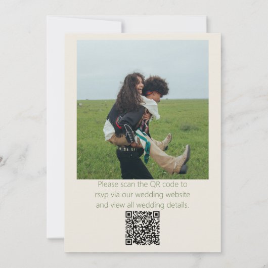 QR-code Hand getekend Kleurrijke Retro Fotobruilof Kaart (Achterkant)