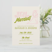 QR Code Hand getekend Kleurrijke Retro Funky bruil Kaart (Staand voorkant)