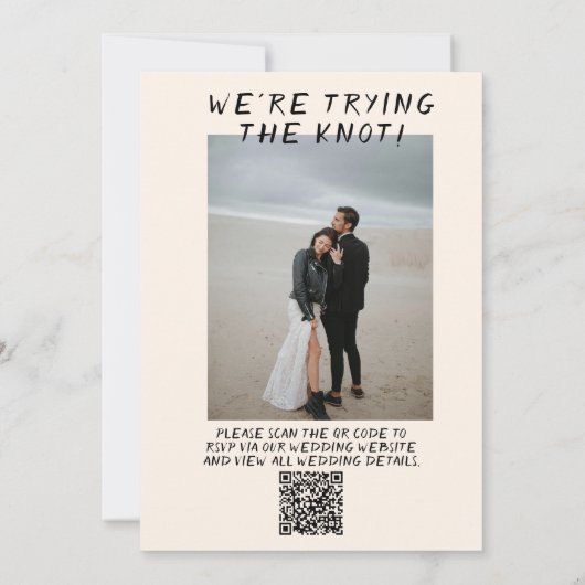 QR-code Hand getrokken Champagne Eigenzinnige foto Kaart (Achterkant)