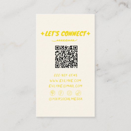 QR Code Hand getrokken Gele limonade Retro Zomer Visitekaartje (Achterkant)