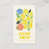 QR Code Hand getrokken Gele limonade Retro Zomer Visitekaartje (Voorkant)