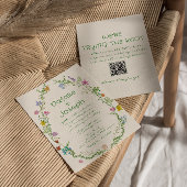 QR Code Hand Getrokken Kleurrijke Bloemen Krans Tr Kaart