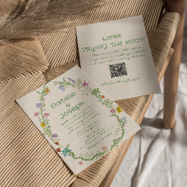 QR Code Hand Getrokken Kleurrijke Bloemen Krans Tr Kaart