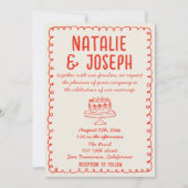 QR Code  Hand getrokken Red Cake Funky Wedding Kaart (Voorkant)