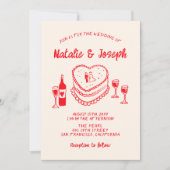 QR-code Hand getrokken rode eigenzinnige taart Fot Kaart (Voorkant)