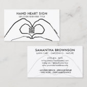 QR Code Hand Heart Love Modern Visitekaartje (Voorkant / Achterkant)