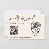 QR Code Hand Written Drawn Cake Floral Wedding RSVP Kaartje (Voorkant)