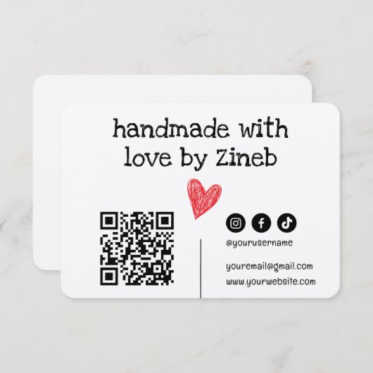 QR-code handgemaakt met liefde | Eenvoudig minimaa (Voorkant / Achterkant)