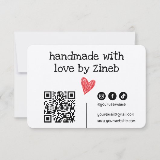 QR-code handgemaakt met liefde | Eenvoudig minimaa (Voorkant)