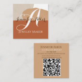 QR-code Handgemaakte juwelen hand met briefterseur Vierkante Visitekaartje (Voorkant / Achterkant)