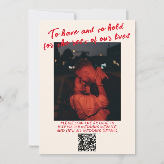 QR-code Handgeschreven eigenzinnige foto bruiloft Kaart (Achterkant)
