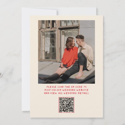 QR-code Handgeschreven foto bruiloft Kaart (Achterkant)