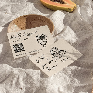 QR Code Handgeschreven Getekende Cake Bloemige Tro RSVP Kaartje