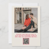 QR-code handgeschreven grillige retro foto bruilof Kaart (Achterkant)