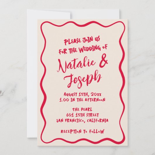 QR-code Handgeschreven grillige retro gedurfde bru Kaart (Voorkant)