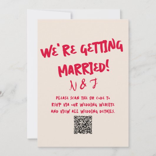 QR-code Handgeschreven grillige retro gedurfde bru Kaart (Achterkant)