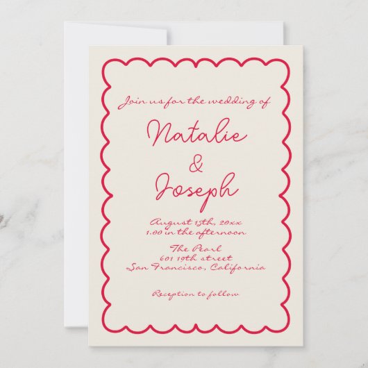 QR Code Handgeschreven Kleurrijke Retro Unieke Huw Kaart (Voorkant)