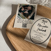 QR-code Handgeschreven moderne foto bruiloft Kaart