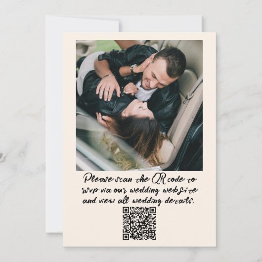 QR-code Handgeschreven moderne foto bruiloft Kaart (Achterkant)
